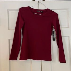 Tahari long sleeve tee shirt.  XS Burgandy NWT